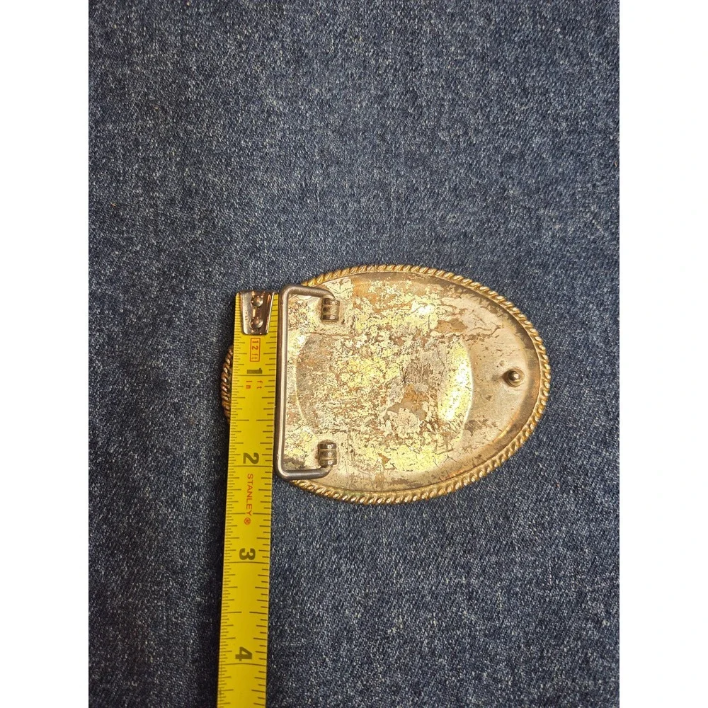 Handmade Vintage Bull Riding Abalone Shell Western Belt Buckle Southwest